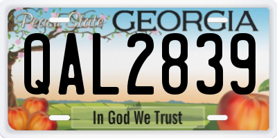 GA license plate QAL2839