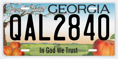 GA license plate QAL2840