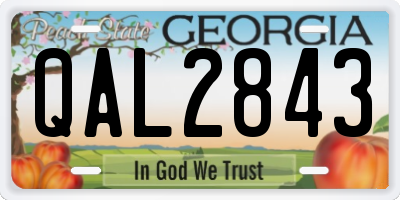 GA license plate QAL2843