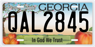 GA license plate QAL2845