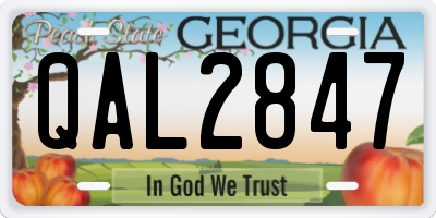 GA license plate QAL2847