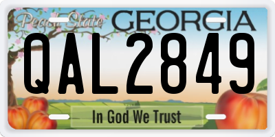 GA license plate QAL2849
