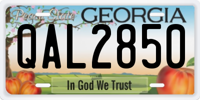 GA license plate QAL2850