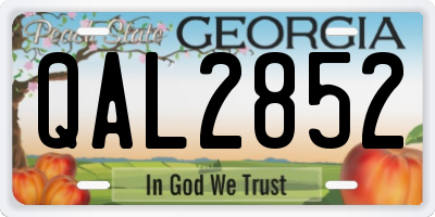 GA license plate QAL2852