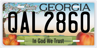 GA license plate QAL2860