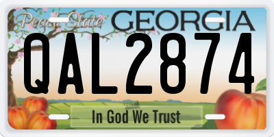 GA license plate QAL2874