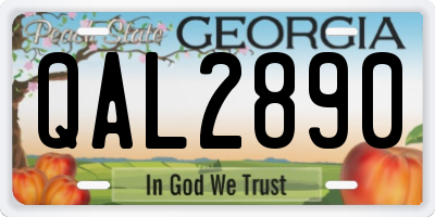 GA license plate QAL2890
