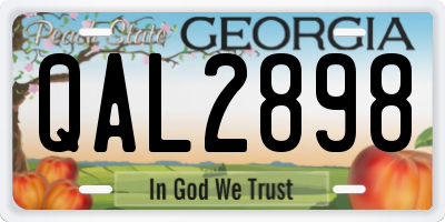 GA license plate QAL2898