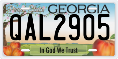 GA license plate QAL2905