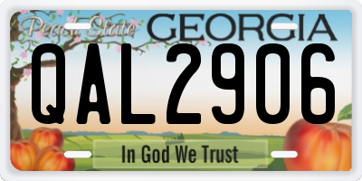 GA license plate QAL2906