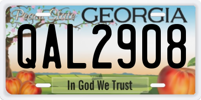 GA license plate QAL2908