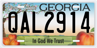 GA license plate QAL2914