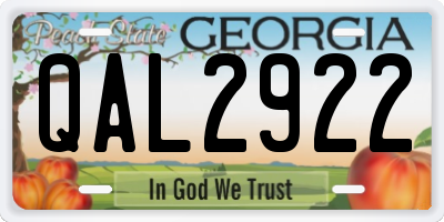 GA license plate QAL2922