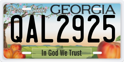 GA license plate QAL2925