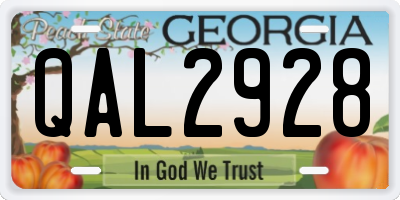GA license plate QAL2928