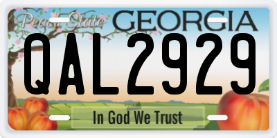 GA license plate QAL2929
