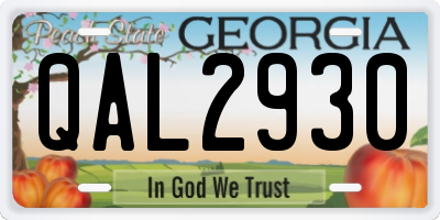 GA license plate QAL2930