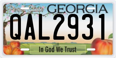 GA license plate QAL2931