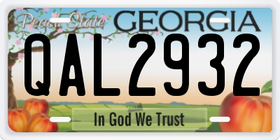 GA license plate QAL2932