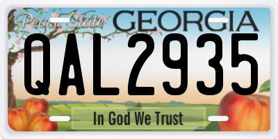 GA license plate QAL2935