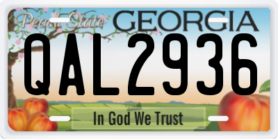 GA license plate QAL2936