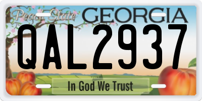 GA license plate QAL2937