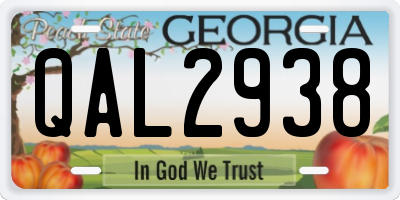 GA license plate QAL2938