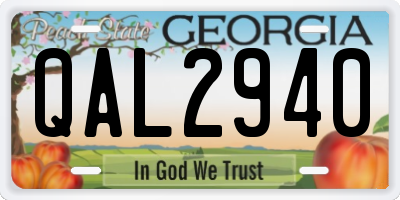 GA license plate QAL2940