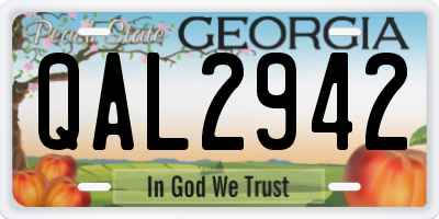 GA license plate QAL2942