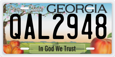 GA license plate QAL2948