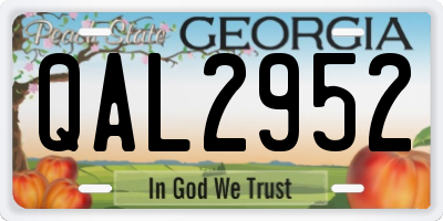 GA license plate QAL2952