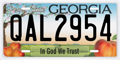 GA license plate QAL2954