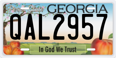 GA license plate QAL2957