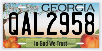 GA license plate QAL2958