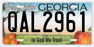 GA license plate QAL2961