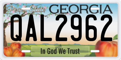 GA license plate QAL2962