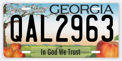 GA license plate QAL2963