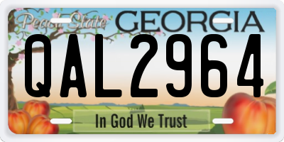 GA license plate QAL2964