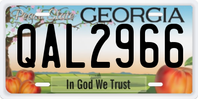 GA license plate QAL2966