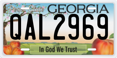 GA license plate QAL2969