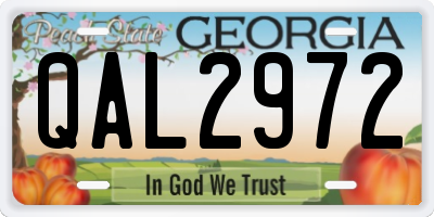 GA license plate QAL2972