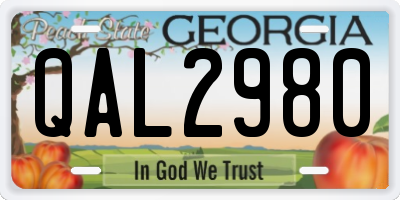 GA license plate QAL2980