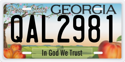 GA license plate QAL2981