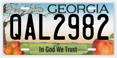GA license plate QAL2982