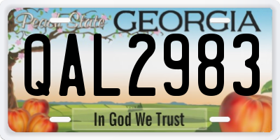 GA license plate QAL2983