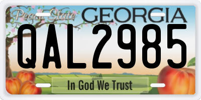 GA license plate QAL2985