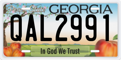 GA license plate QAL2991