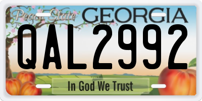 GA license plate QAL2992