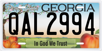 GA license plate QAL2994