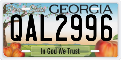 GA license plate QAL2996